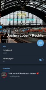 Jochen Lober als Mitglied der Köln ist aktiv Telegramkanäle